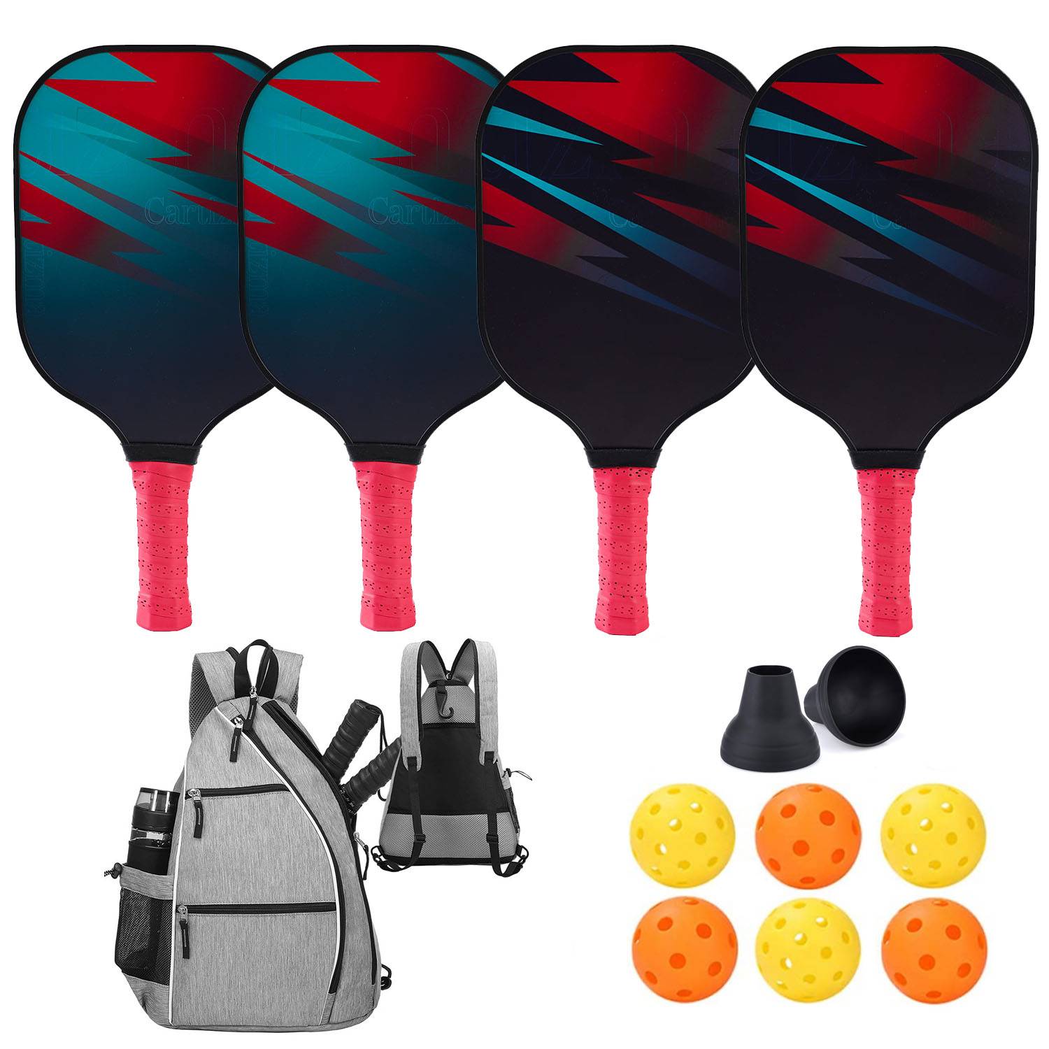 [Upgrade glass fiber material] Vertical black-4 shot-backpack-ball pickuper 2-gift 6 goals